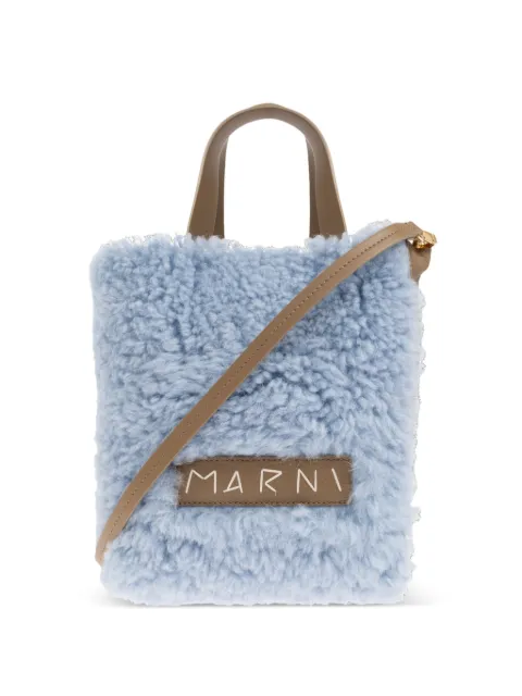 Marni shearling leather tote bag Blue SHMP0040L8P8680