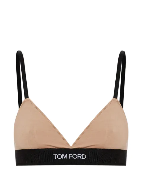 TOM FORD logo-underband triangle bra Neutrals BRJ009JEX011