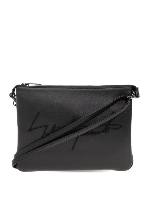 Discord Yohji Yamamoto Signature logo-embroidered leather messenger bag Blue DAI98790