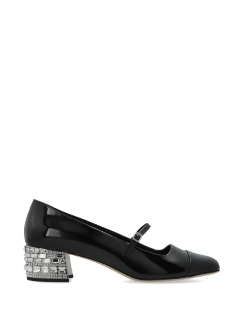 Jimmy Choo Elisa crystal-embellished patent leather pumps Black ELISACRYSTAL45PAT