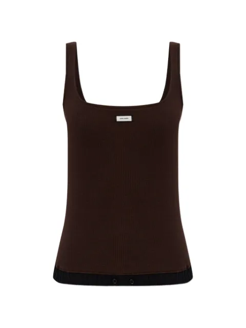 ENTIRE STUDIOS ribbed-knit logo-patch top Brown ESSS26TA018760