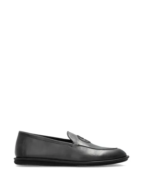 Giorgio Armani logo-embroidered leather loafers Black X2J162XF615