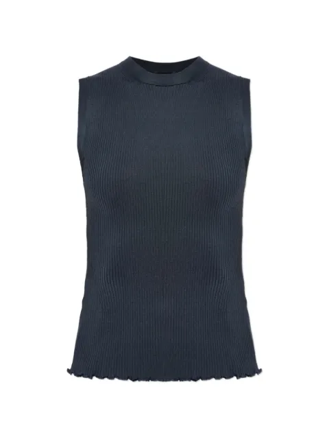 Alaïa ribbed lettuce-edge tank top Blue AA9H1466K232C