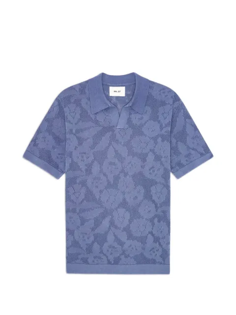 NN07 Ryan floral-jacquard pointelle-knit T-shirt Blue RYANFLO