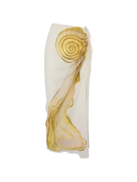 YUKIO spiral-pleat wrap skirt Neutrals 183115