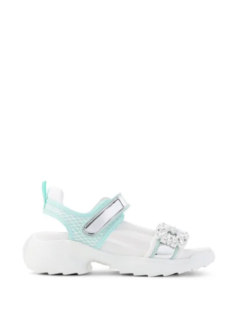 Roger Vivier Viv´ on the Run crystal-embellished sandals White RVW80044270V3Z