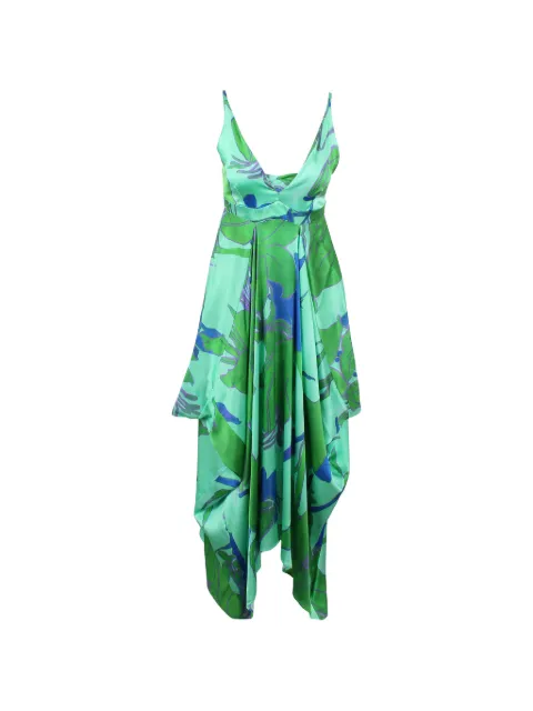 KITAGI floral-print asymmetric dress Green EK301
