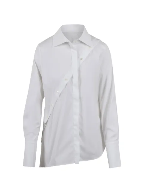 BALOSSA asymmetric-hem button-detail shirt White BA848