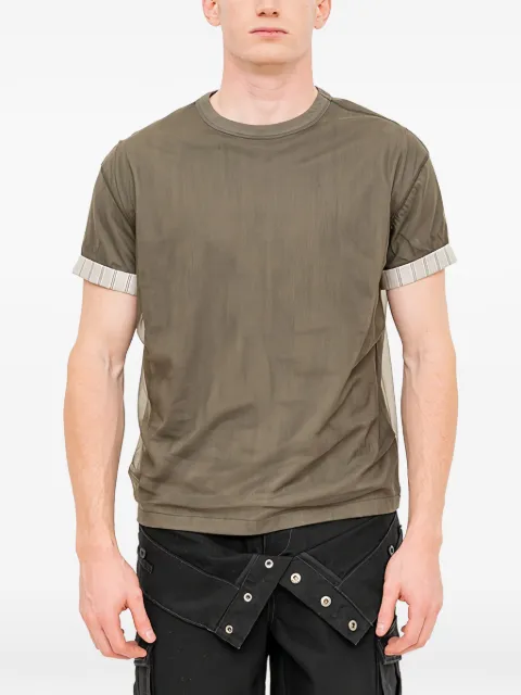 Andersson Bell mesh-overlay roll-up-cuffs T-shirt Green ATB1543M