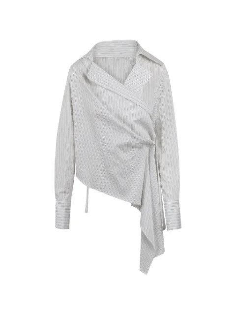 BALOSSA stripe-print asymmetric shirt White BA802V1