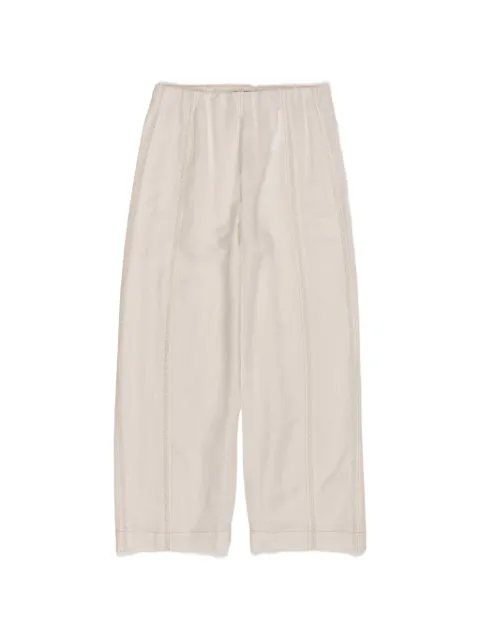 BIMBA Y LOLA wide white linen lace trousers White 261BR601210050