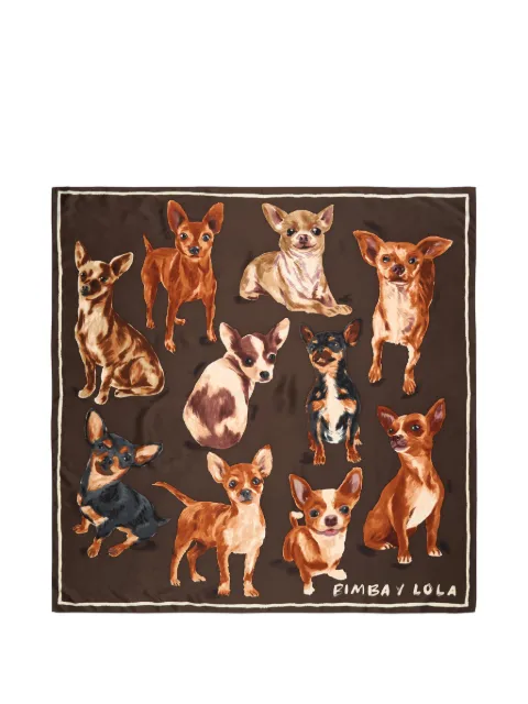 BIMBA Y LOLA dog-print square scarf Brown 261BAPN7110600