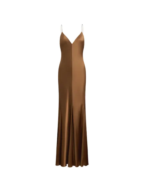 12 STOREEZ Ava silk maxi dress Brown 134542