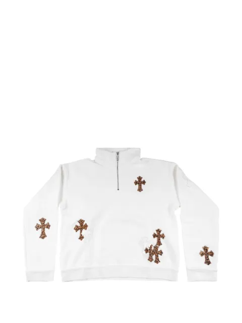 Chrome Hearts leopard-print cross patch sweatshirt White CHRM1079