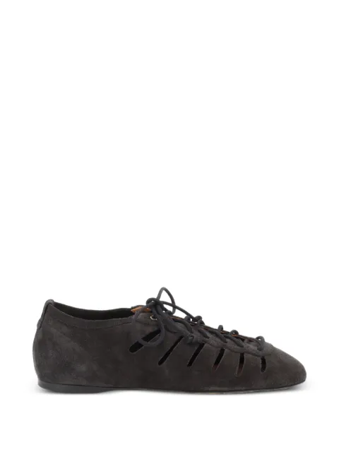 ISABEL MARANT Leyza lace-up cut-out ballet flats Black BN0029FAD2A08S