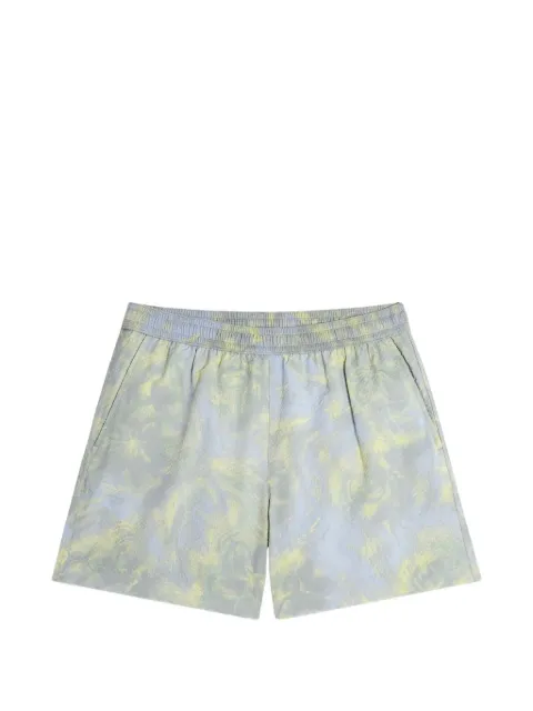 Maison Kitsuné floral-print seersucker swim shorts Blue QM01407WQ4087