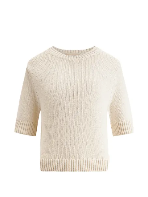 12 STOREEZ Hearth ribbed-trim short-sleeve top Neutrals 135833