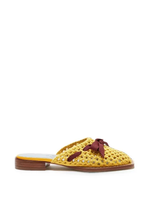 LILI CURIA Lina bow-detail crochet mules Yellow LC82006KEE
