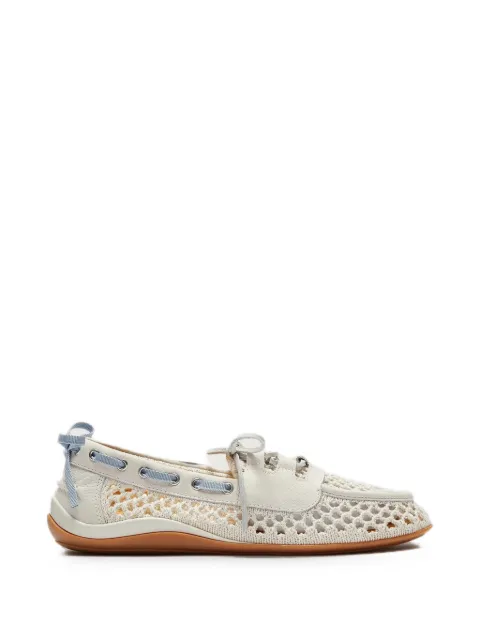 LILI CURIA Mara crochet-knit boat shoes Neutrals LC61031