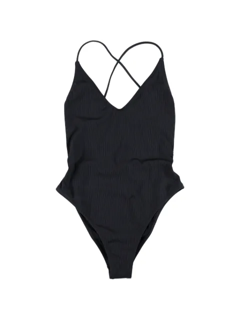 BELAMER Elen ribbed crossover-strap swimsuit Black ELENONEPIECE