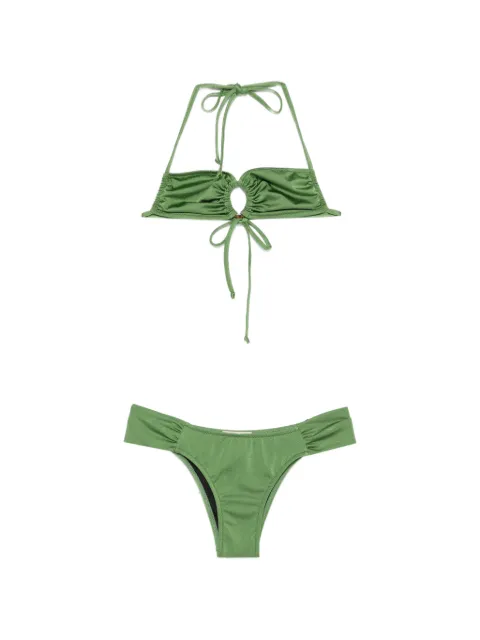 Anjuna ruched ring-detail bikini Green C18L