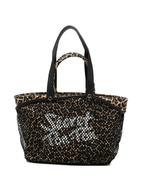 Secret Pon Pon City leopard-print mesh tote bag Neutrals CITYTOTEM