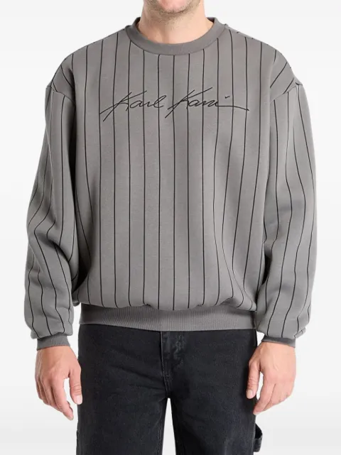 karl kani Autograph pinstripe embroidered-logo sweatshirt Grey PD00007594