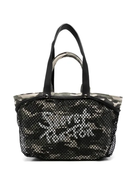 Secret Pon Pon City camouflage mesh-overlay tote bag Green CITYTOTEM