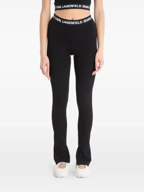 Karl Lagerfeld Jeans Milano logo-waistband split-cuff leggings Black B1W10091999