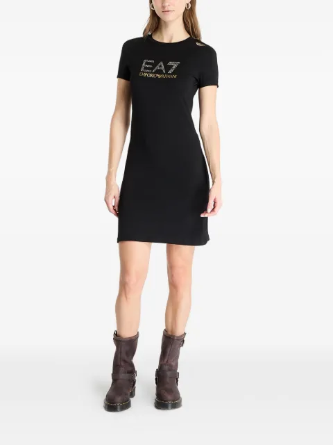 Ea7 Emporio Armani crew neck logo-detail mini dress Black 7W000478AF12500