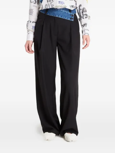 Desigual denim-waistband pleated trousers Black 25WWPW032000