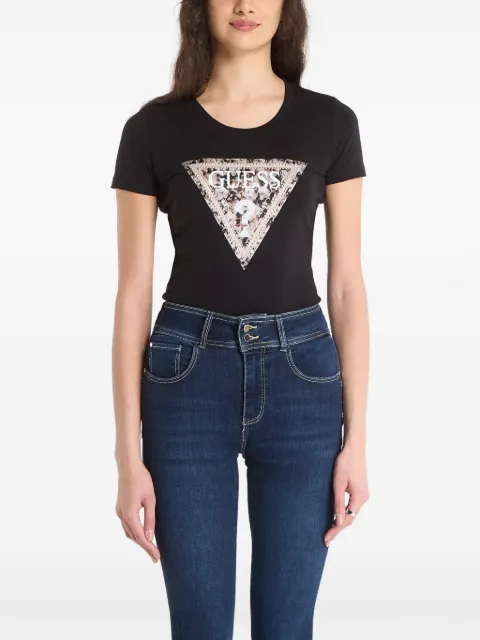 GUESS USA rhinestone-embellished T-shirt Black W6RI32J1314JBLK