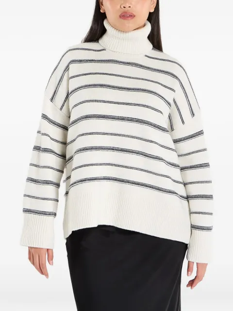 SAMSOE SAMSOE roll-neck striped sweater White F25300177CLR002299