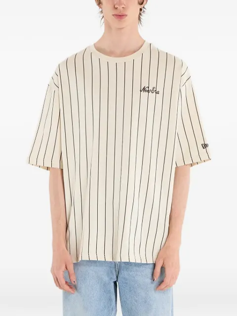 NEW ERA CAP pinstripe-print T-shirt Neutrals 60771551