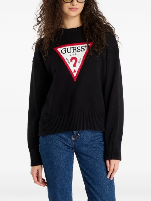 GUESS USA intarsia-knit logo sweater Black W4BR12Z3HM1J