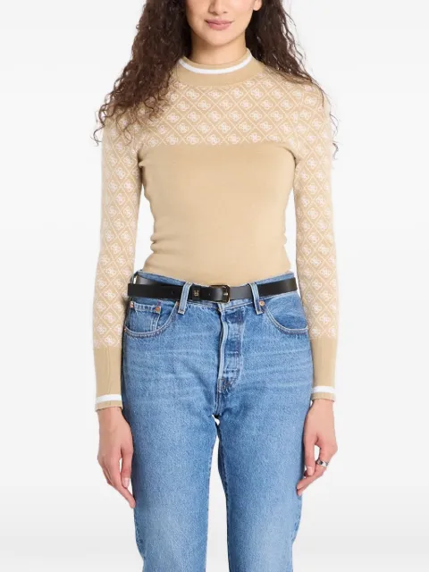 GUESS USA monogram-pattern mock-neck top Neutrals W5BR24Z3JD2FNI4