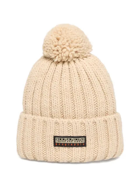 Napapijri Fea 2 ribbed-knit pompom beanie Neutrals NP0A4GKAN1J1