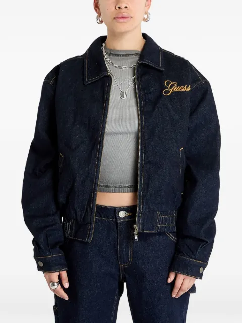 GUESS USA logo-embroidered jacket Blue W5RG44D4XY0