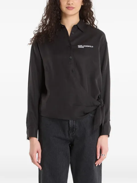 Karl Lagerfeld Jeans wrap-design logo-print shirt Black B1W11026999