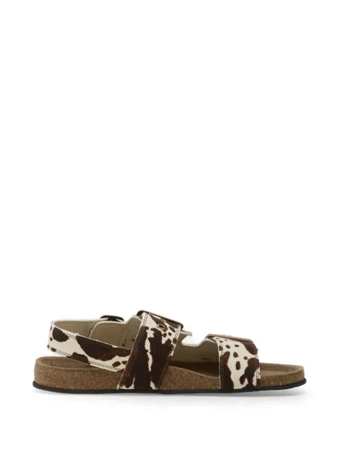 AllSaints Staffa cow-print buckle-strap sandals Neutrals W046FE