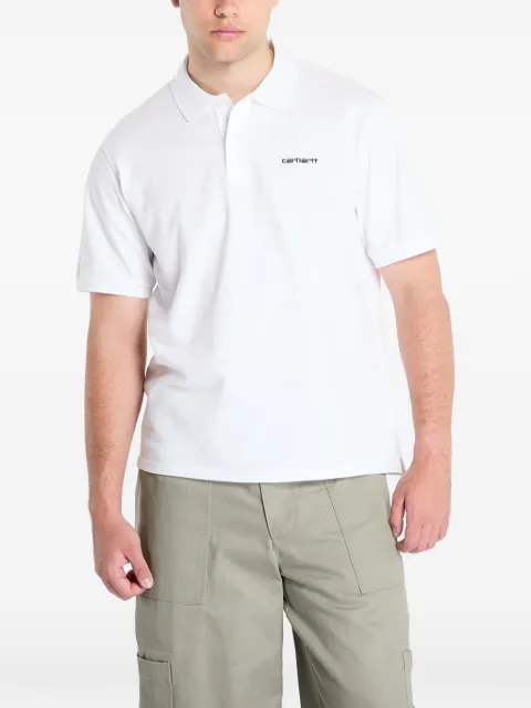 Carhartt WIP logo-print piqué polo shirt White I03523100AXX
