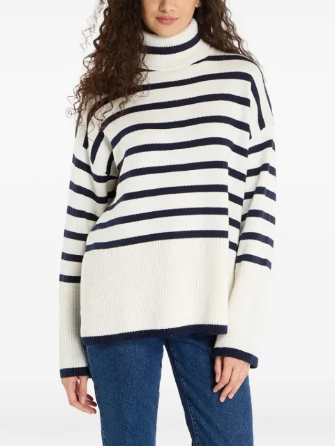 GUESS USA stripe-pattern roll-neck sweater White W5BR34Z37L1
