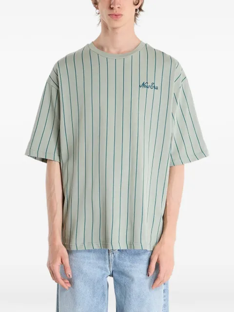 NEW ERA CAP pinstripe-pattern logo-embroidered t-shirt Green 60771548