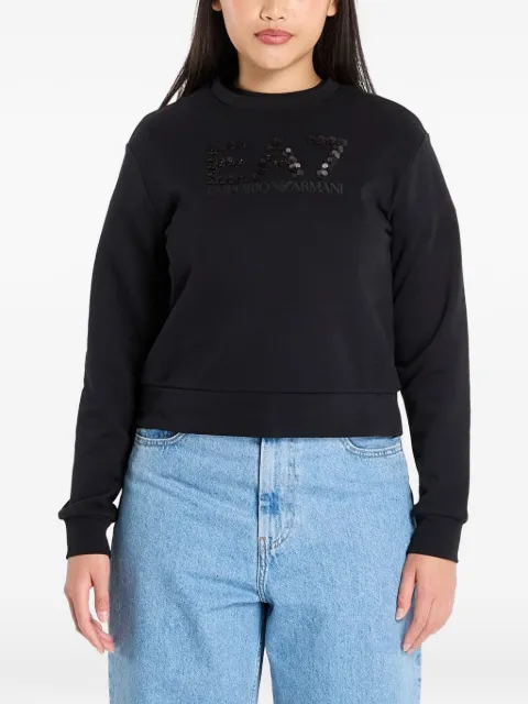 Ea7 Emporio Armani sequin-embellished logo-print sweatshirt Black 7W000542AF16442UC001