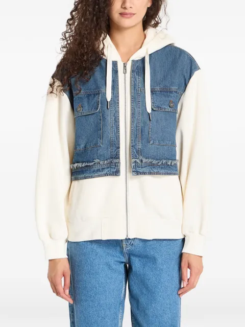 Desigual denim-panel drawstring hoodie Neutrals 25WWSK061011