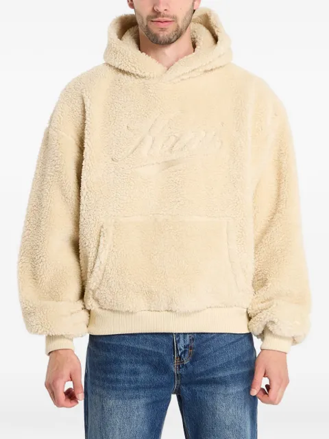 karl kani embroidered fleece-texture hoodie Neutrals PD00008925