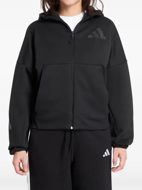 adidas logo-print zip-up hoodie Black JE7848