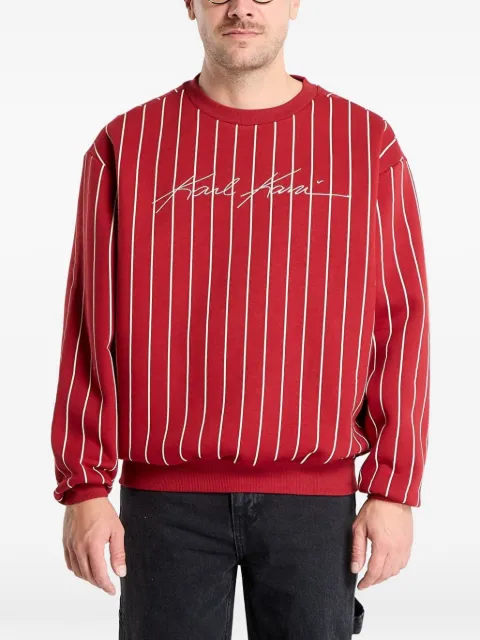 karl kani pinstripe embroidered-logo sweatshirt Red PD00007595