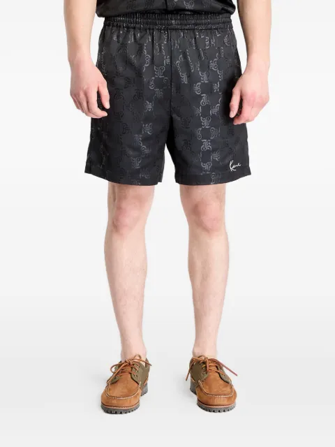 karl kani monogram-pattern track shorts Black PD00005302