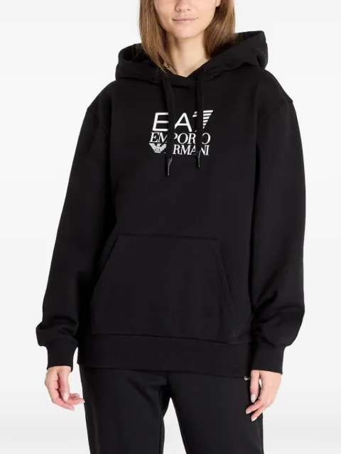 Ea7 Emporio Armani logo-print drawstring hoodie Black 6DTM14TJZUZ0200